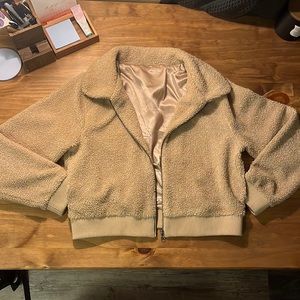 Adorn cropped teddy jacket